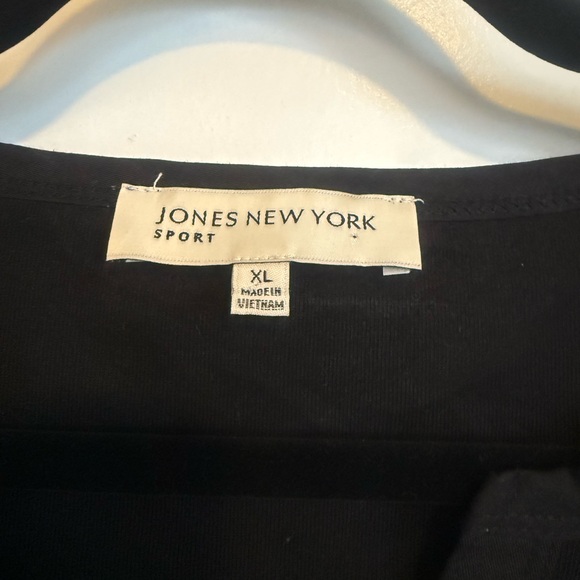 Jones New York Sport Black Henley Top | Roll Tab Sleeves | Size XL - Picture 2 of 3